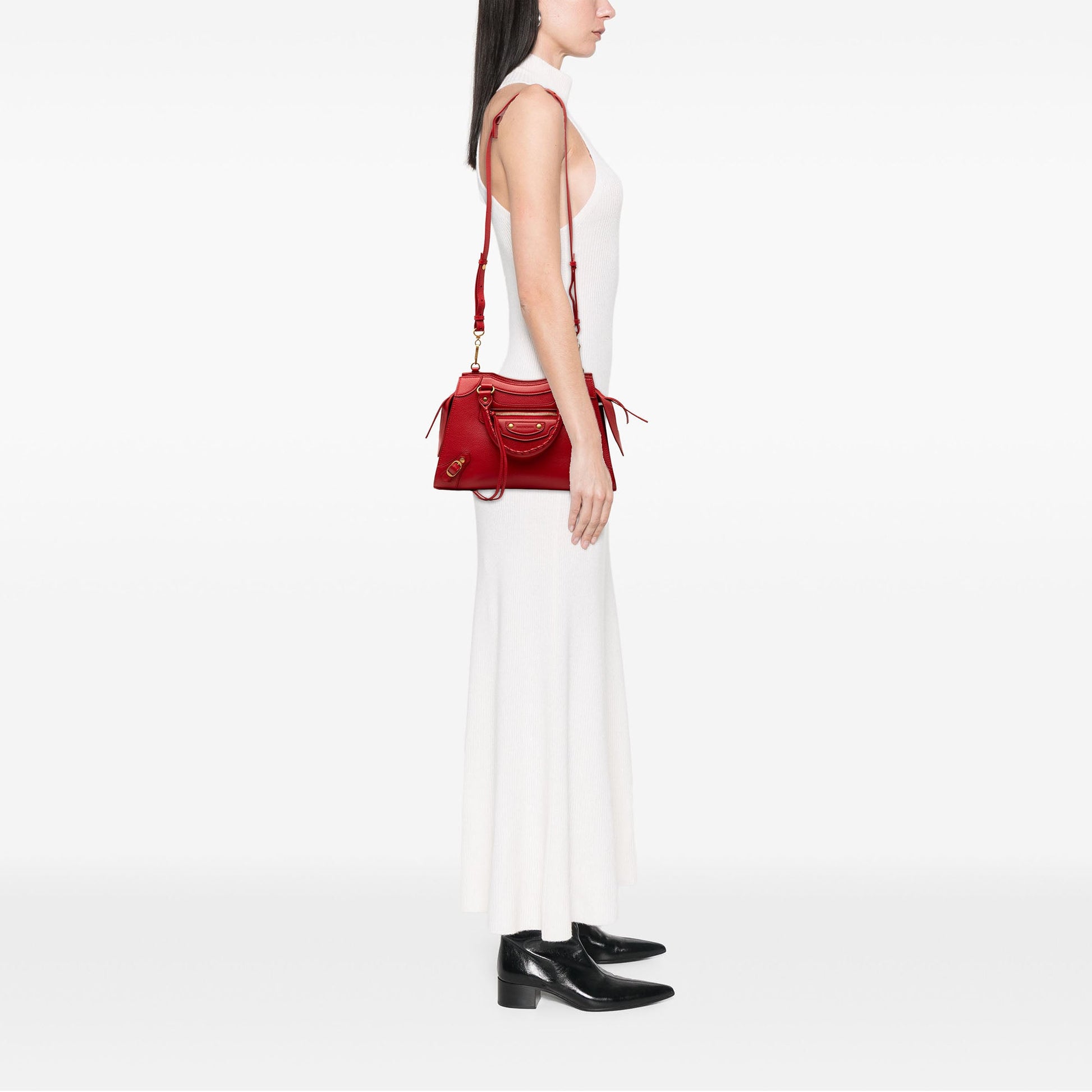 Balenciaga Small Grained Calfskin Motocross Neo Classic City Satchel