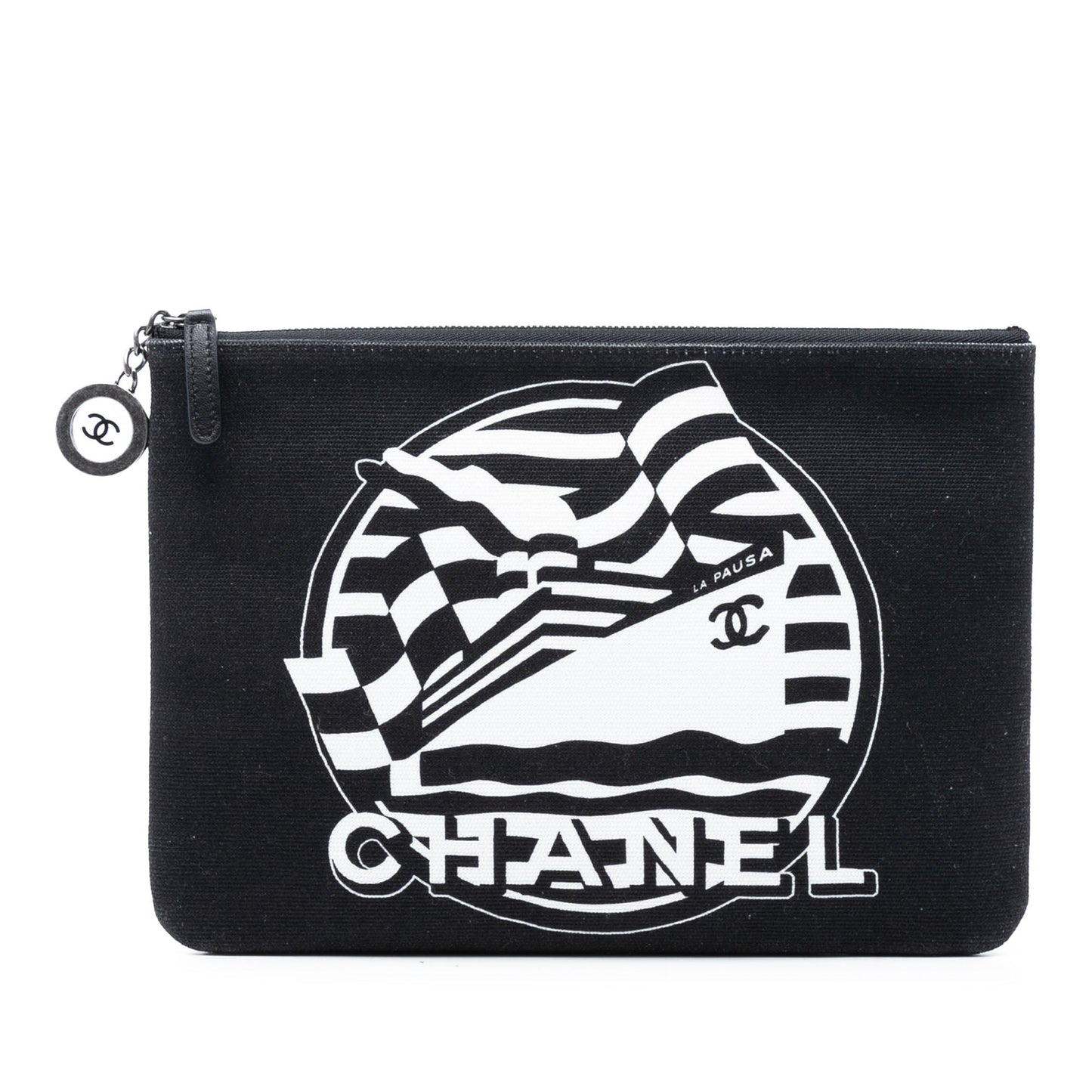 Chanel Medium Canvas La Pausa Zip O Case Clutch
