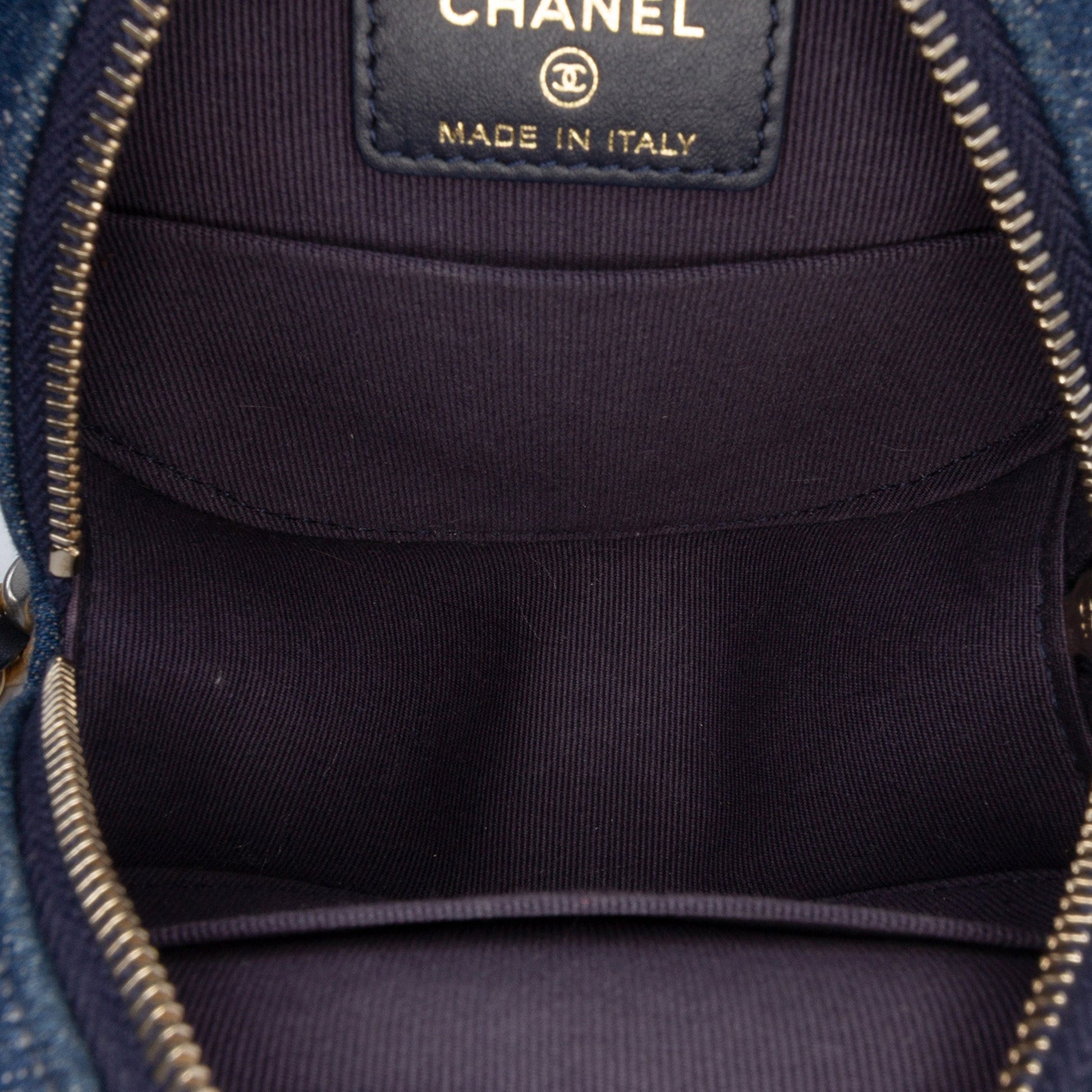 Chanel Denim 19 Round Clutch with Chain