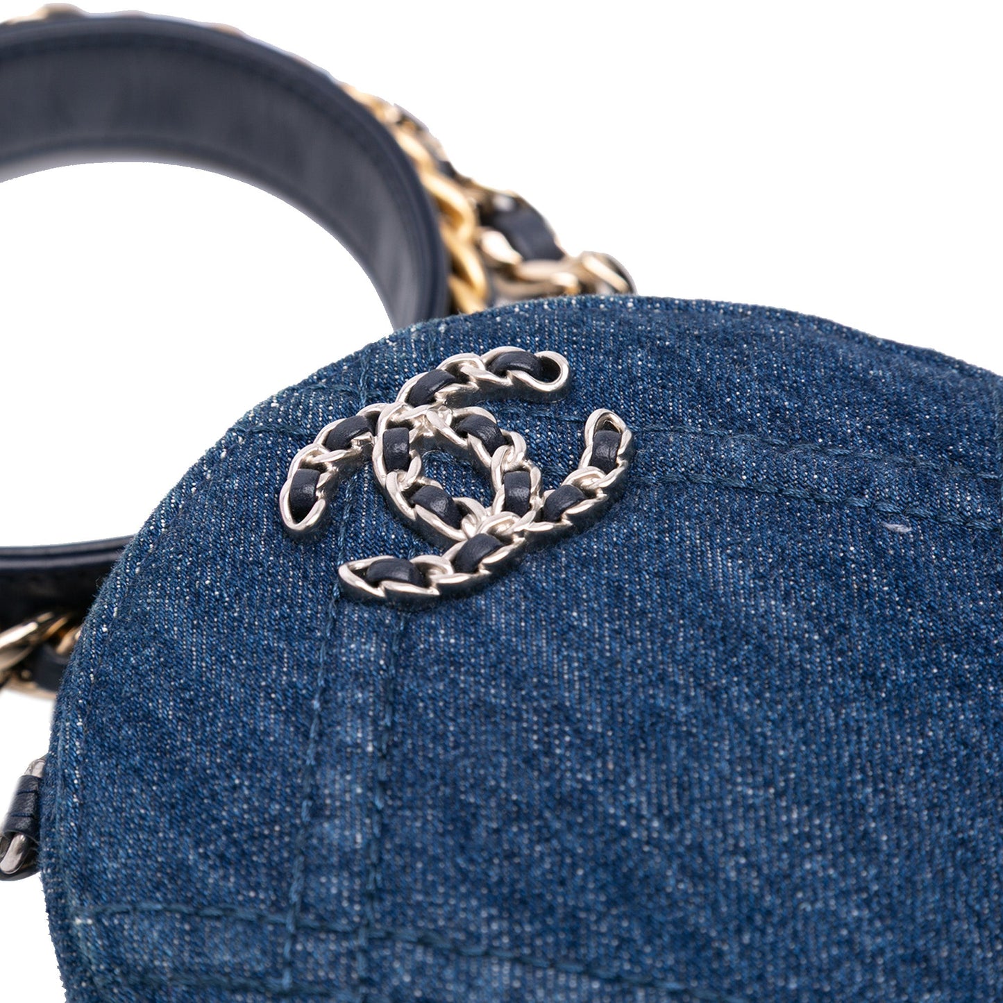 Chanel Denim 19 Round Clutch with Chain