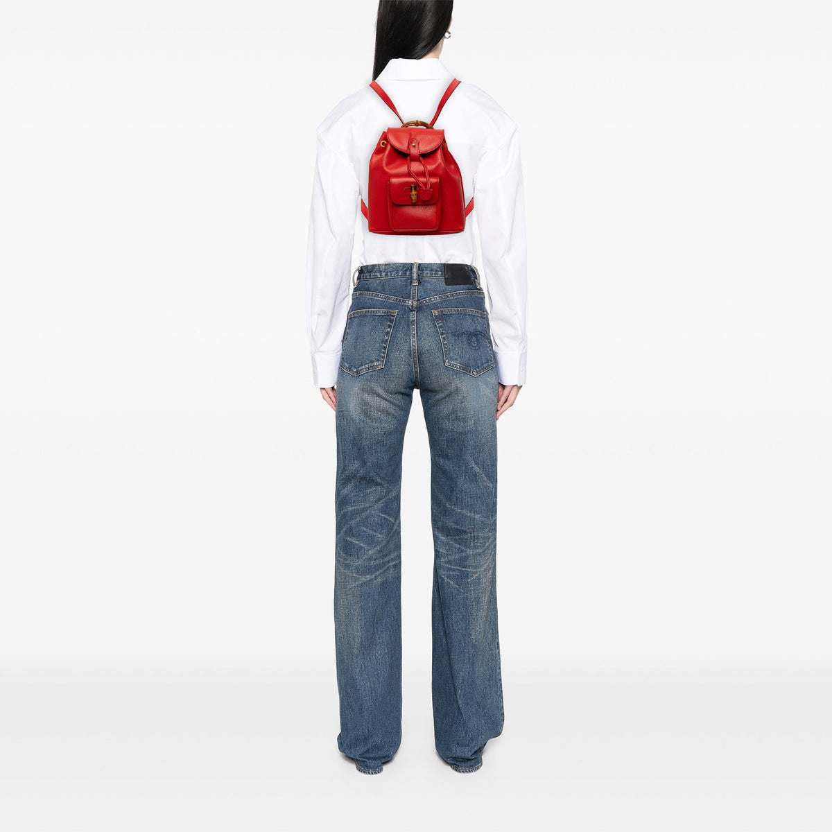 Gucci Calfskin Bamboo Drawstring Backpack