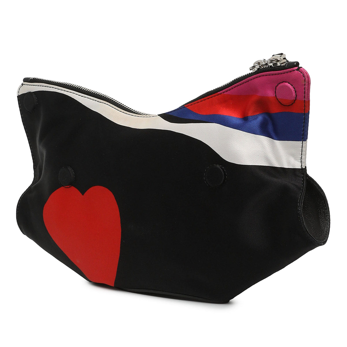Alexander McQueen Printed Satin Heart De Manta Clutch — Black