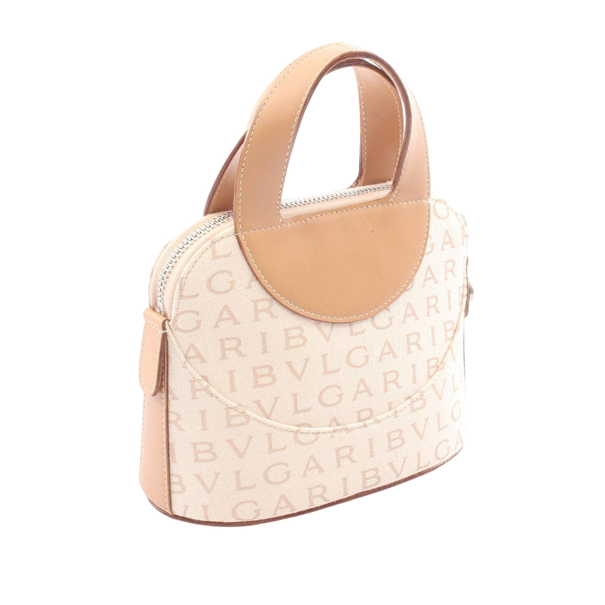Bvlgari Mini Logomania Canvas Handbag — Beige