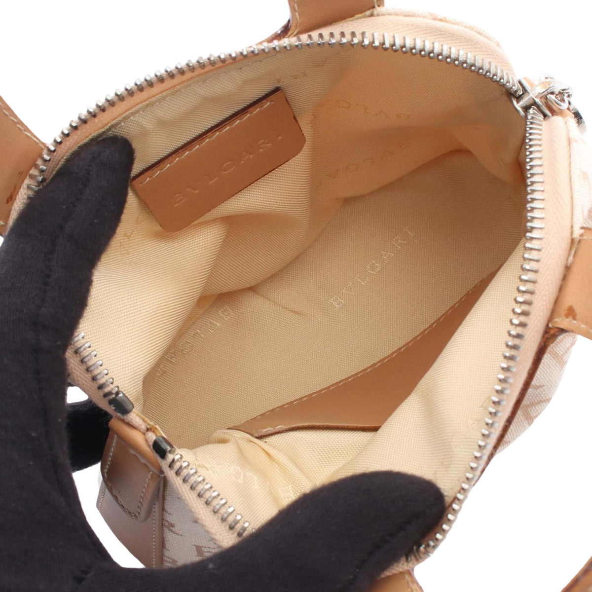 Bvlgari Mini Logomania Canvas Handbag — Beige