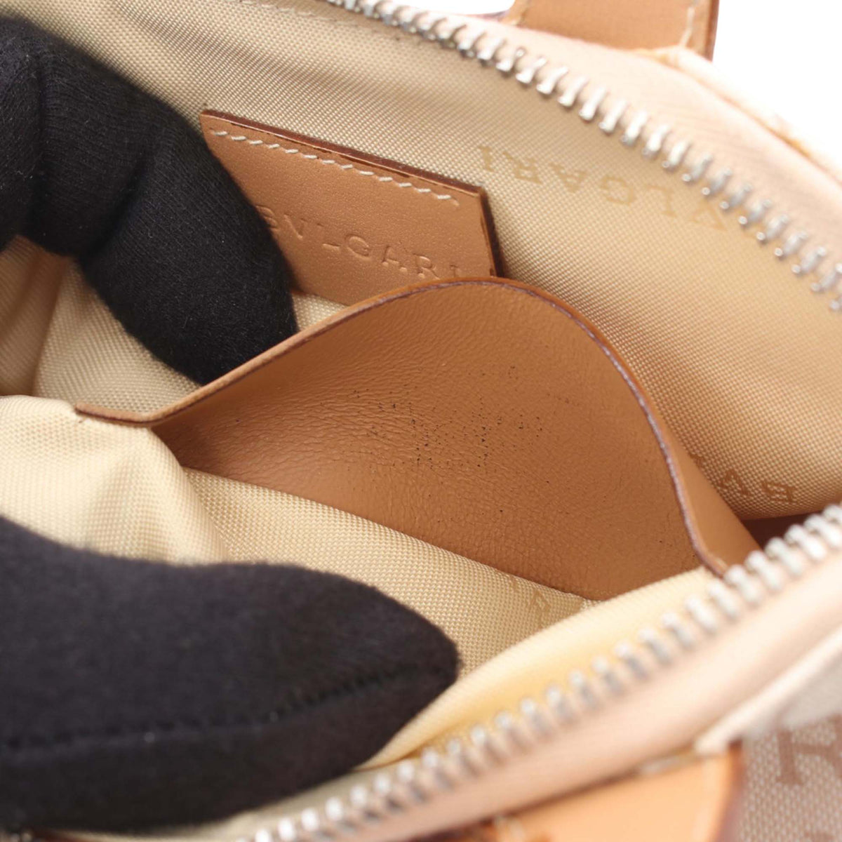 Bvlgari Mini Logomania Canvas Handbag — Beige