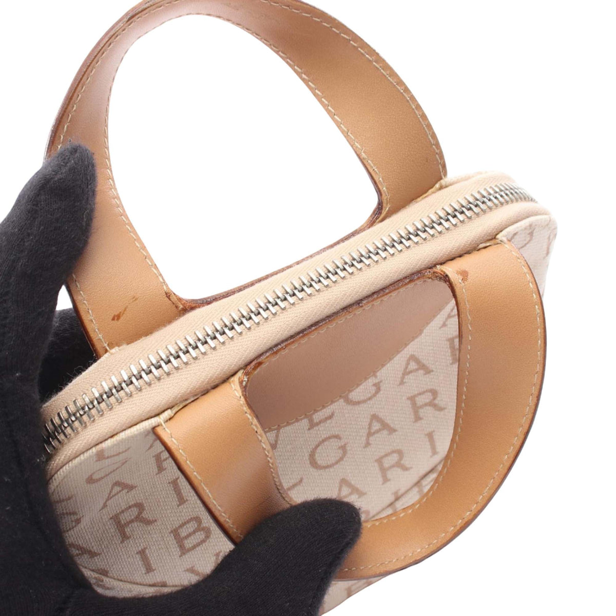 Bvlgari Mini Logomania Canvas Handbag — Beige