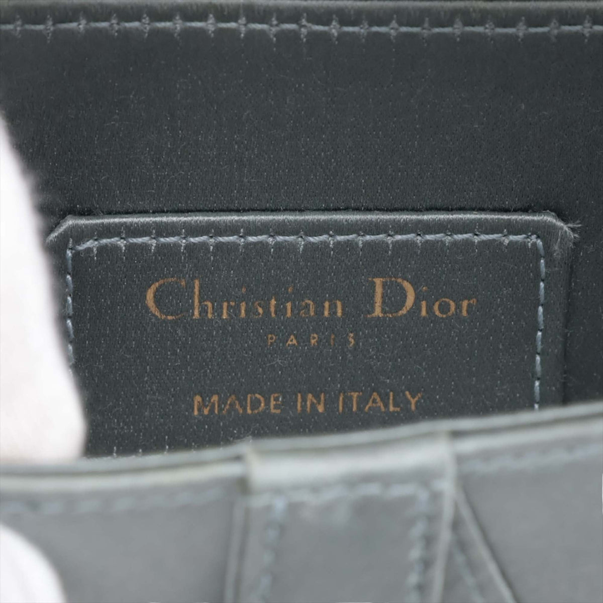Dior Mini Satin Crystal Embellished Saddle Bag — Gray