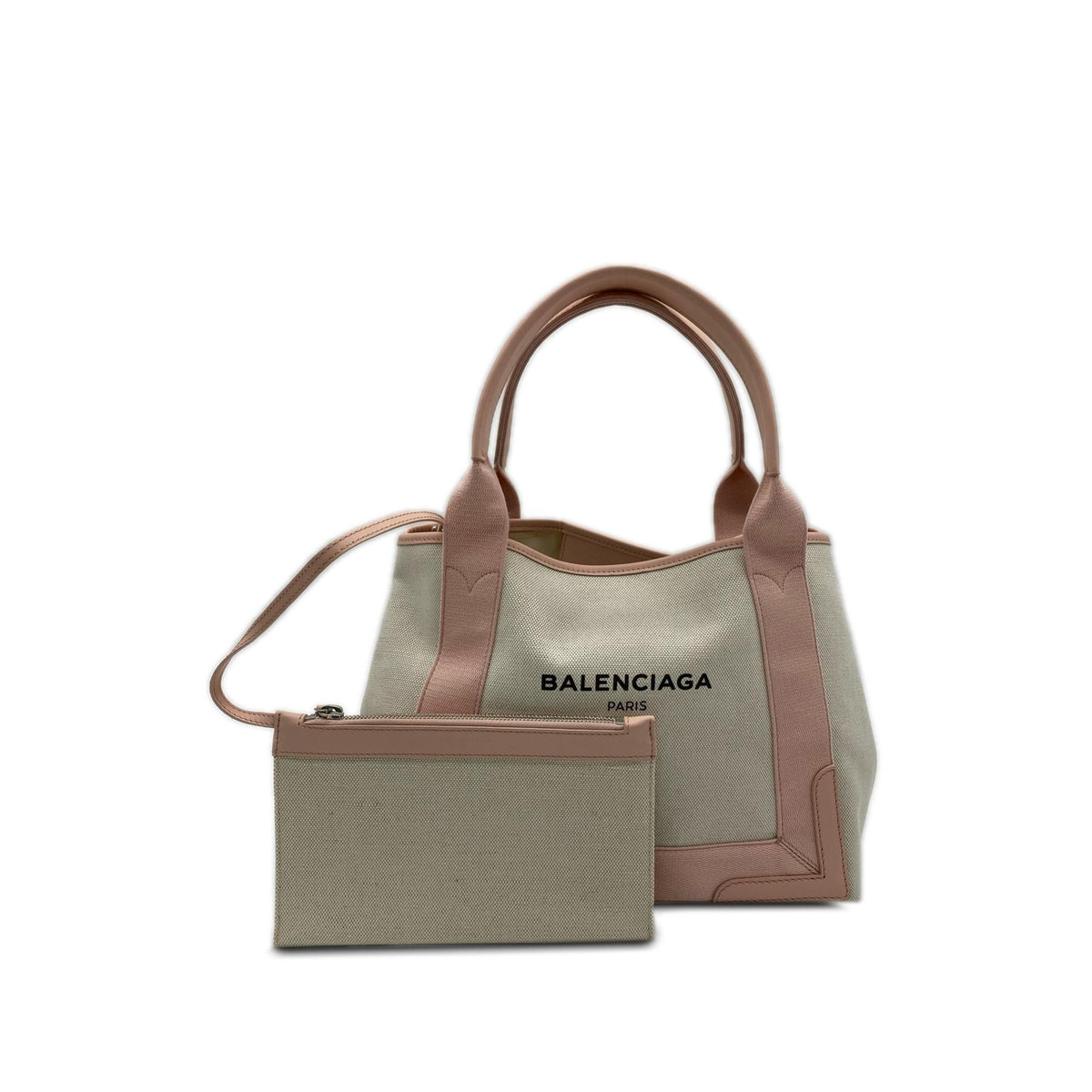 Balenciaga Canvas Navy Cabas Tote S — White