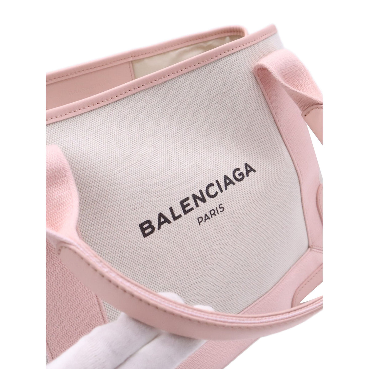 Balenciaga Canvas Navy Cabas Tote S — White