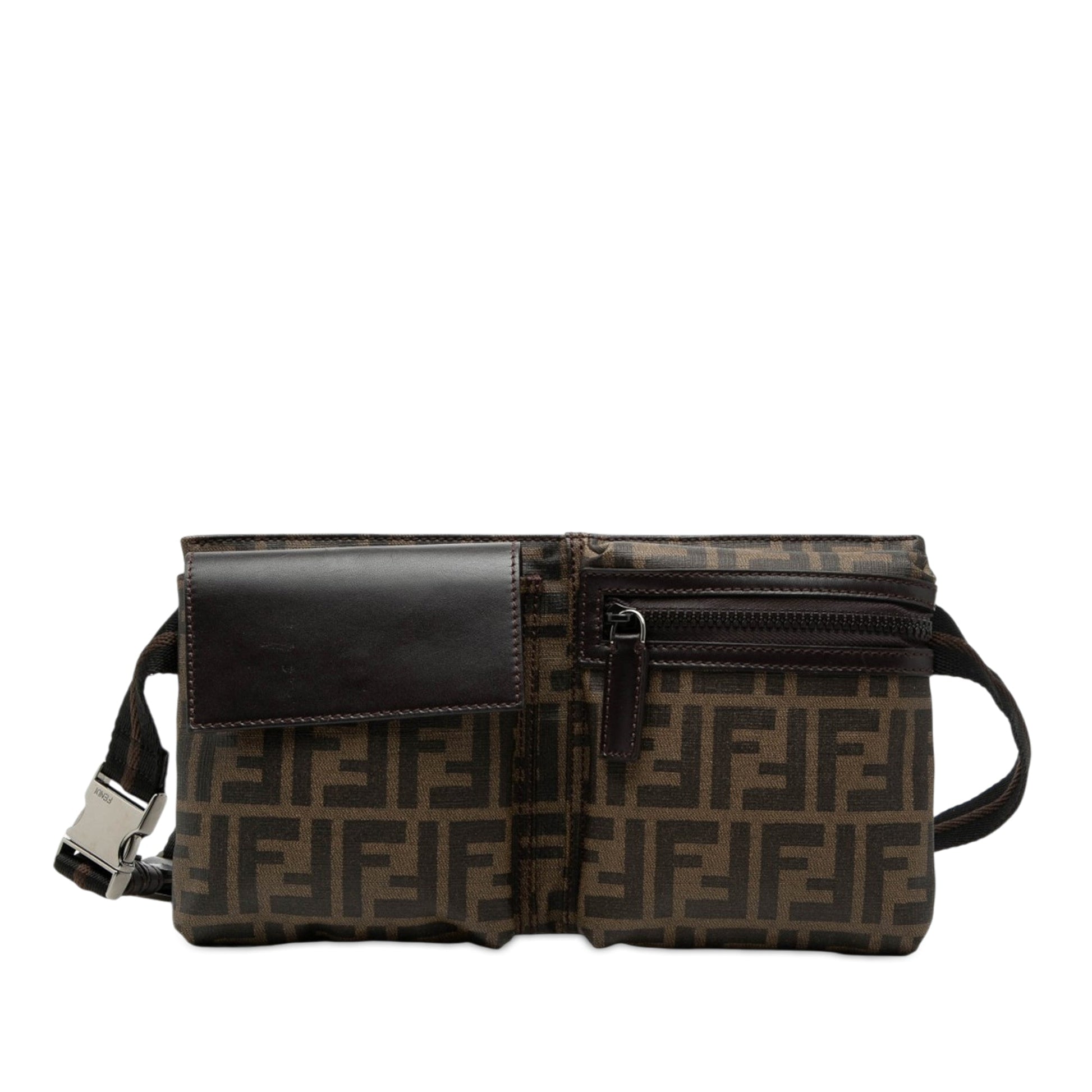 Fendi Zucca Canvas Double Pocket Belt Bag
