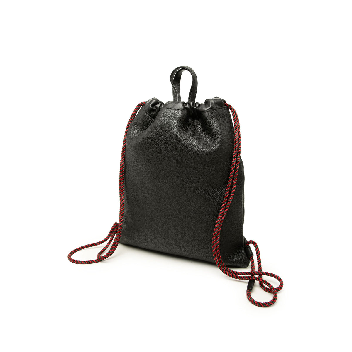 Gucci Leather Logo Drawstring Backpack — Black