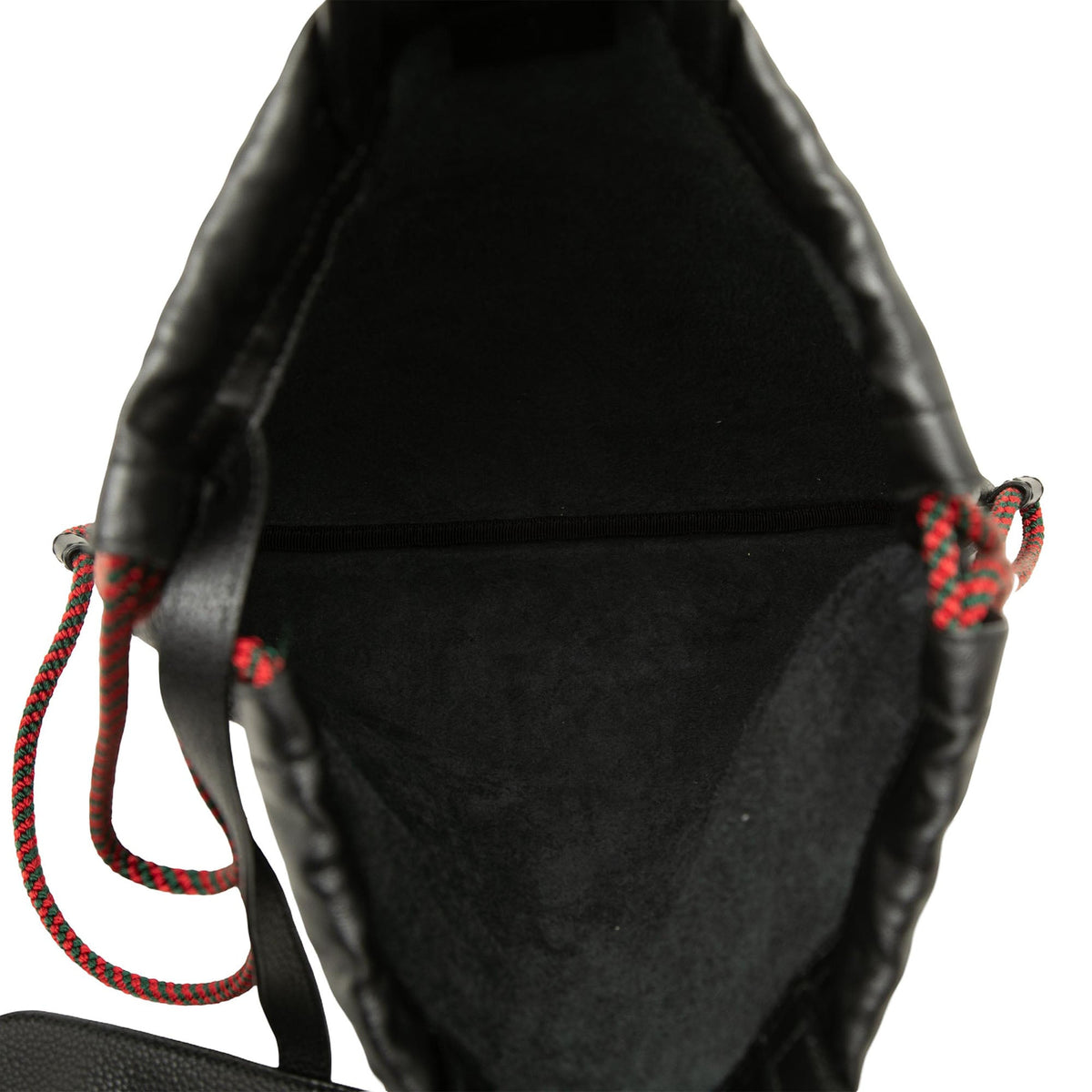 Gucci Leather Logo Drawstring Backpack — Black
