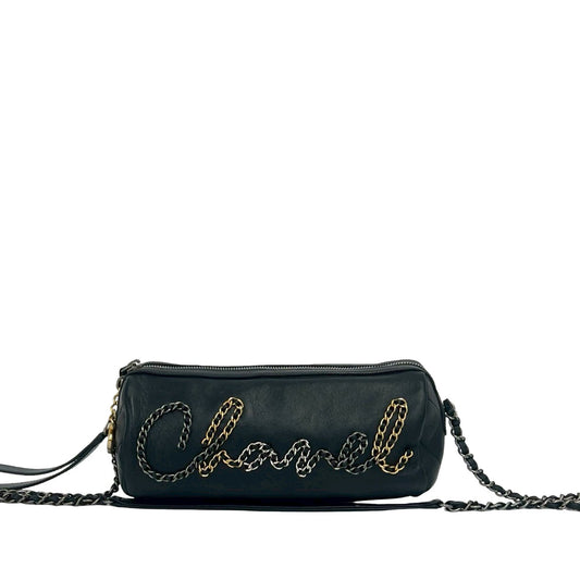 Chanel Calfskin Signature Chain Signe Bowling Bag