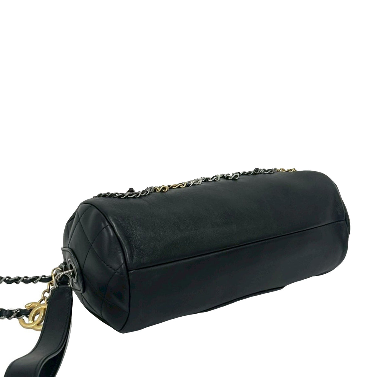 Chanel Calfskin Signature Chain Signe Bowling Bag