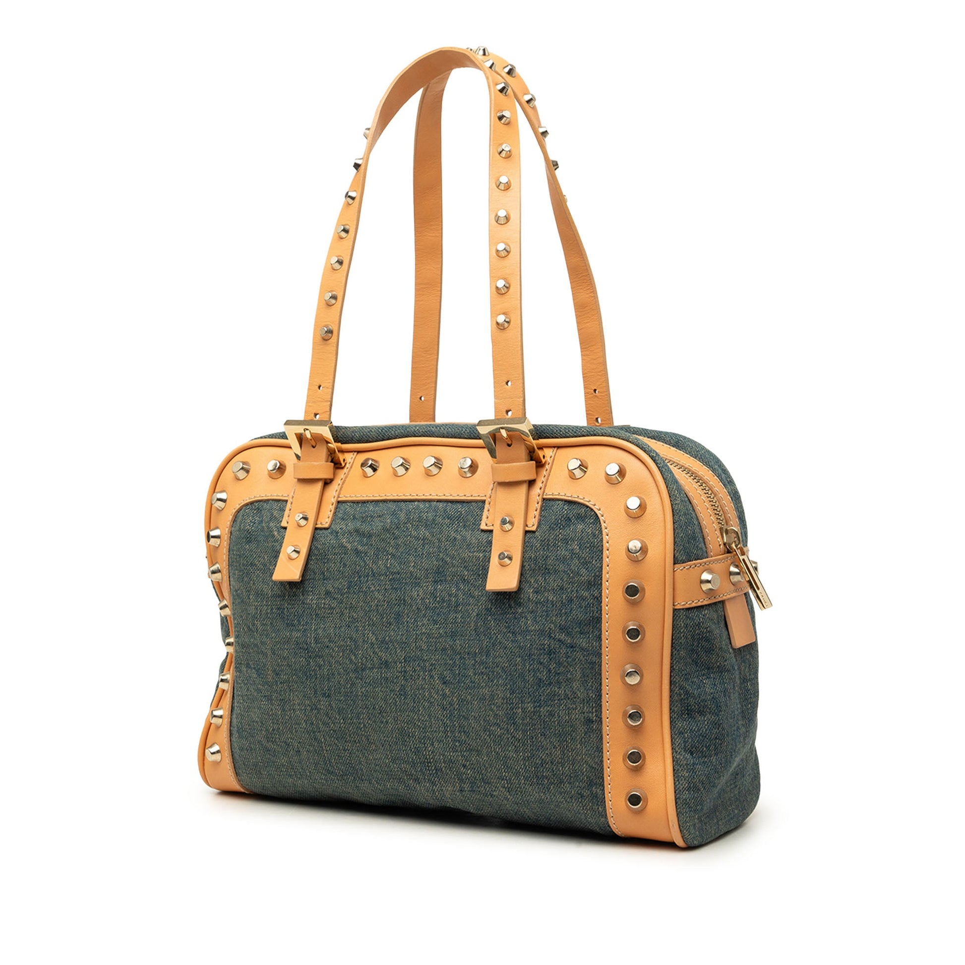 Fendi Studded Denim Shoulder Bag