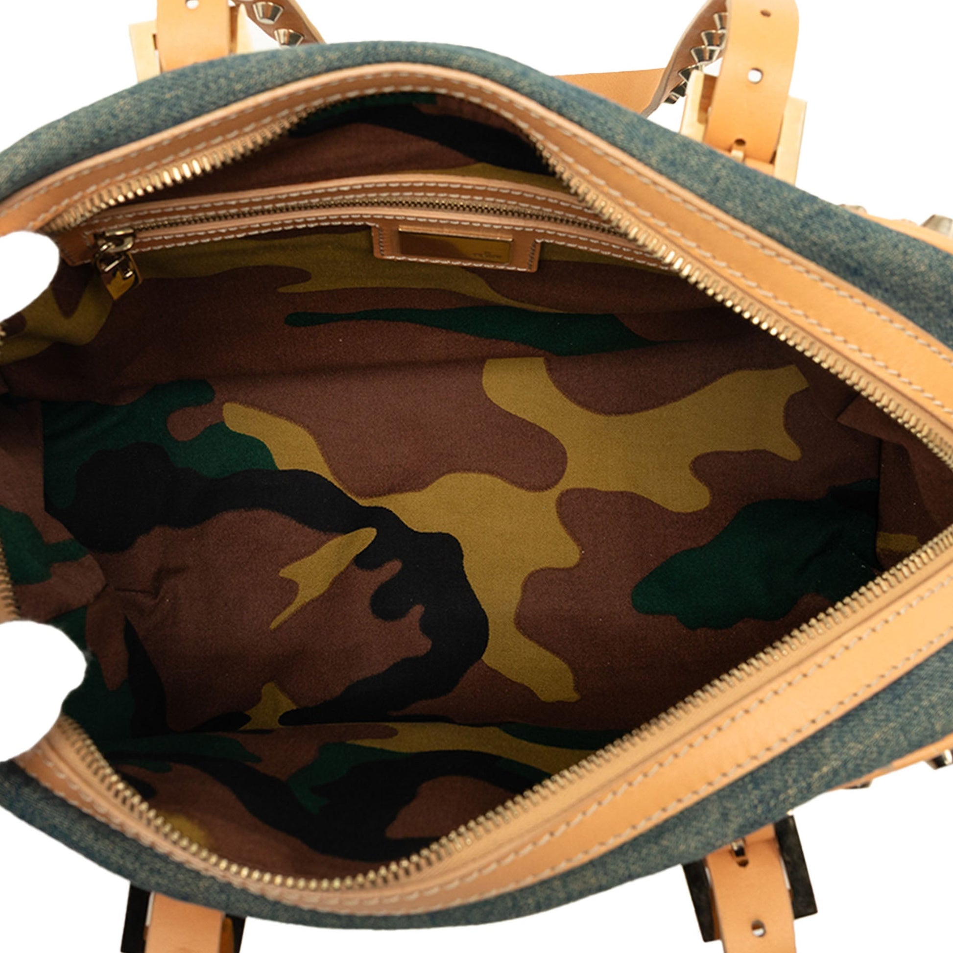 Fendi Studded Denim Shoulder Bag