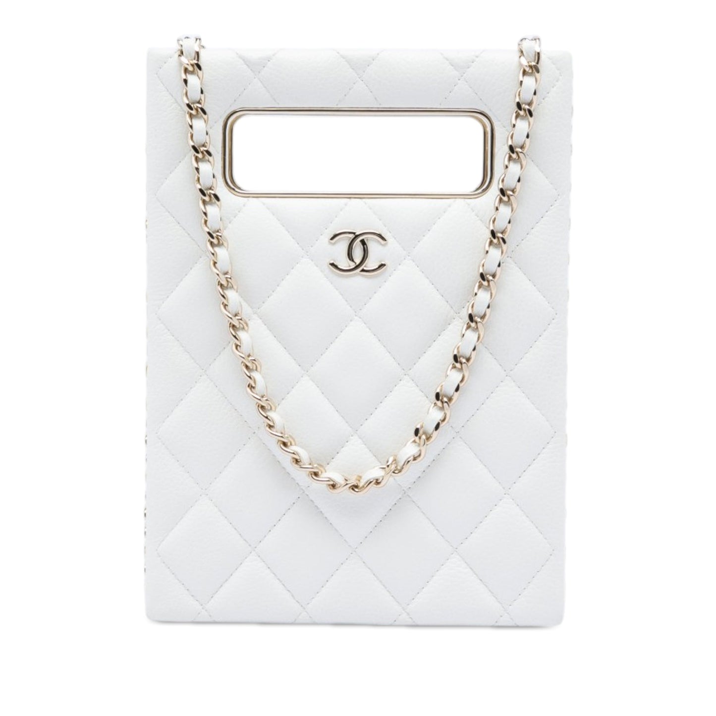 Chanel Mini Quilted Caviar Cut Out Evening Tote