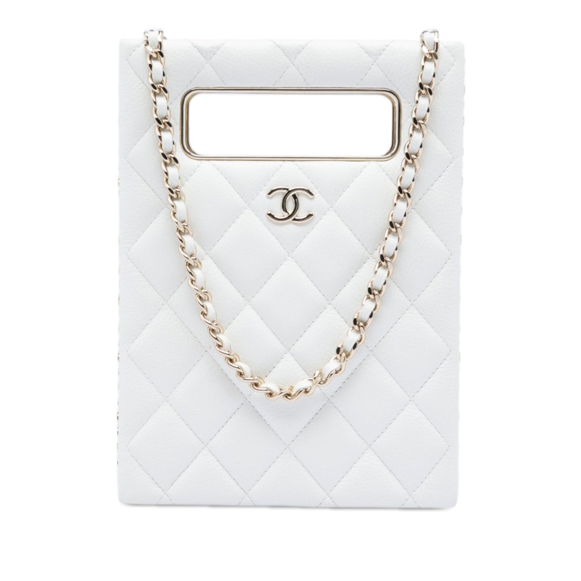 Chanel Mini Quilted Caviar Cut Out Evening Tote