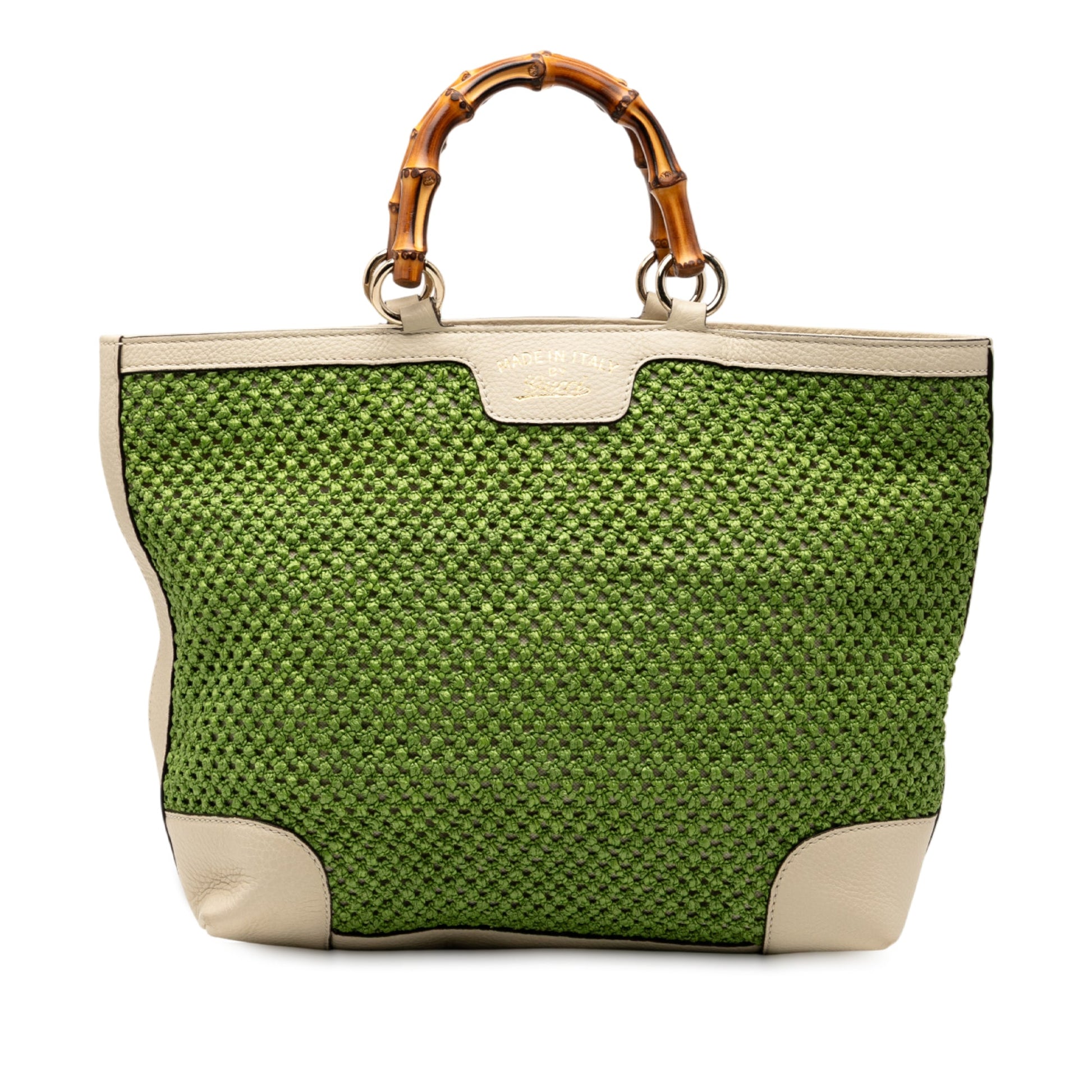 Gucci Large Raffia Bamboo Shopper Tote