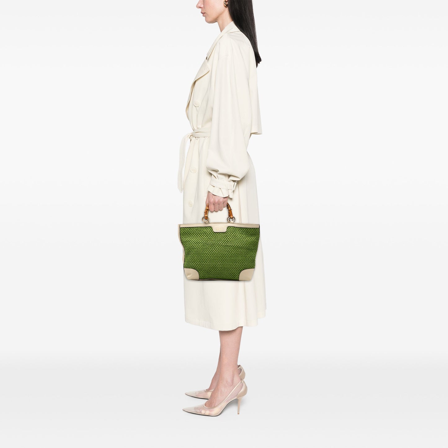 Gucci Large Raffia Bamboo Shopper Tote