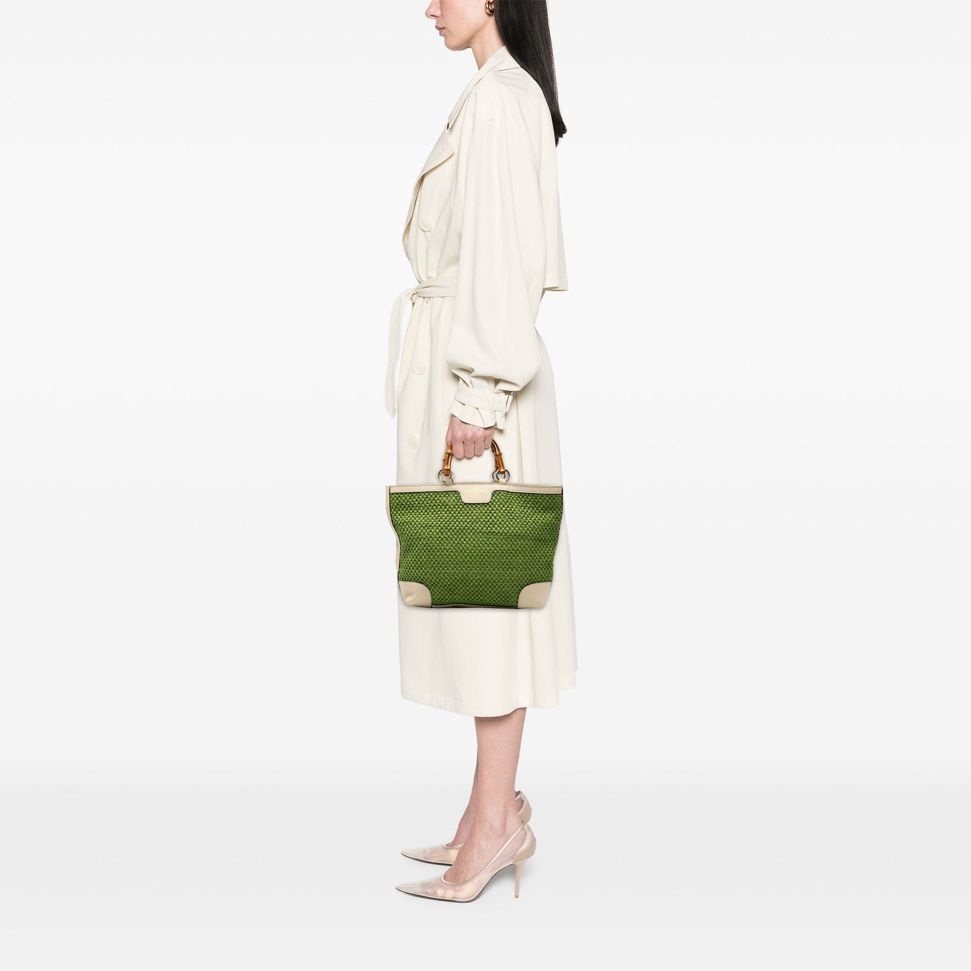 Gucci Large Raffia Bamboo Shopper Tote