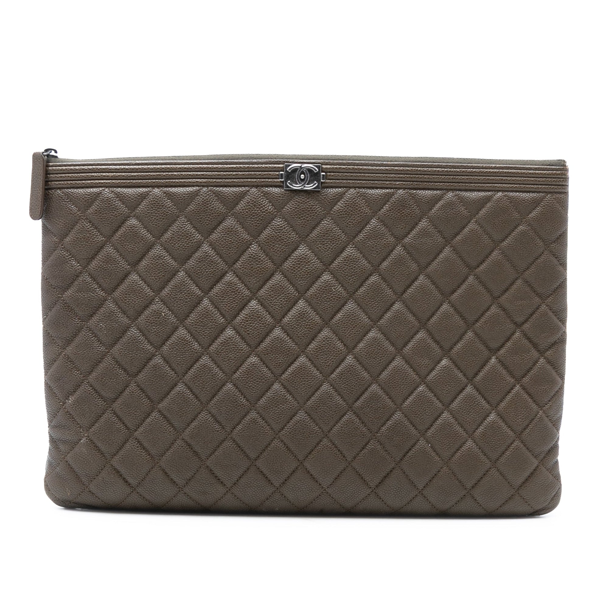 Chanel Large Quilted Caviar Boy O Case Clutch