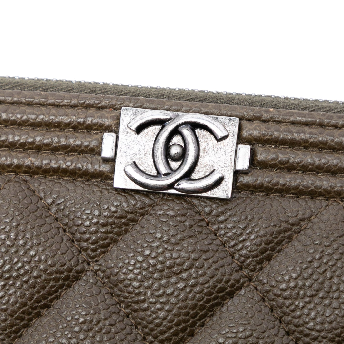 Chanel Large Quilted Caviar Boy O Case Clutch