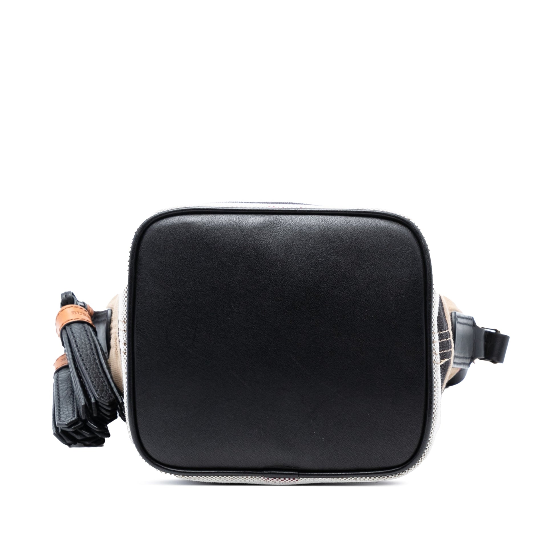 Burberry Mini Mega Check Canvas Ashby Tassel Bucket Bag
