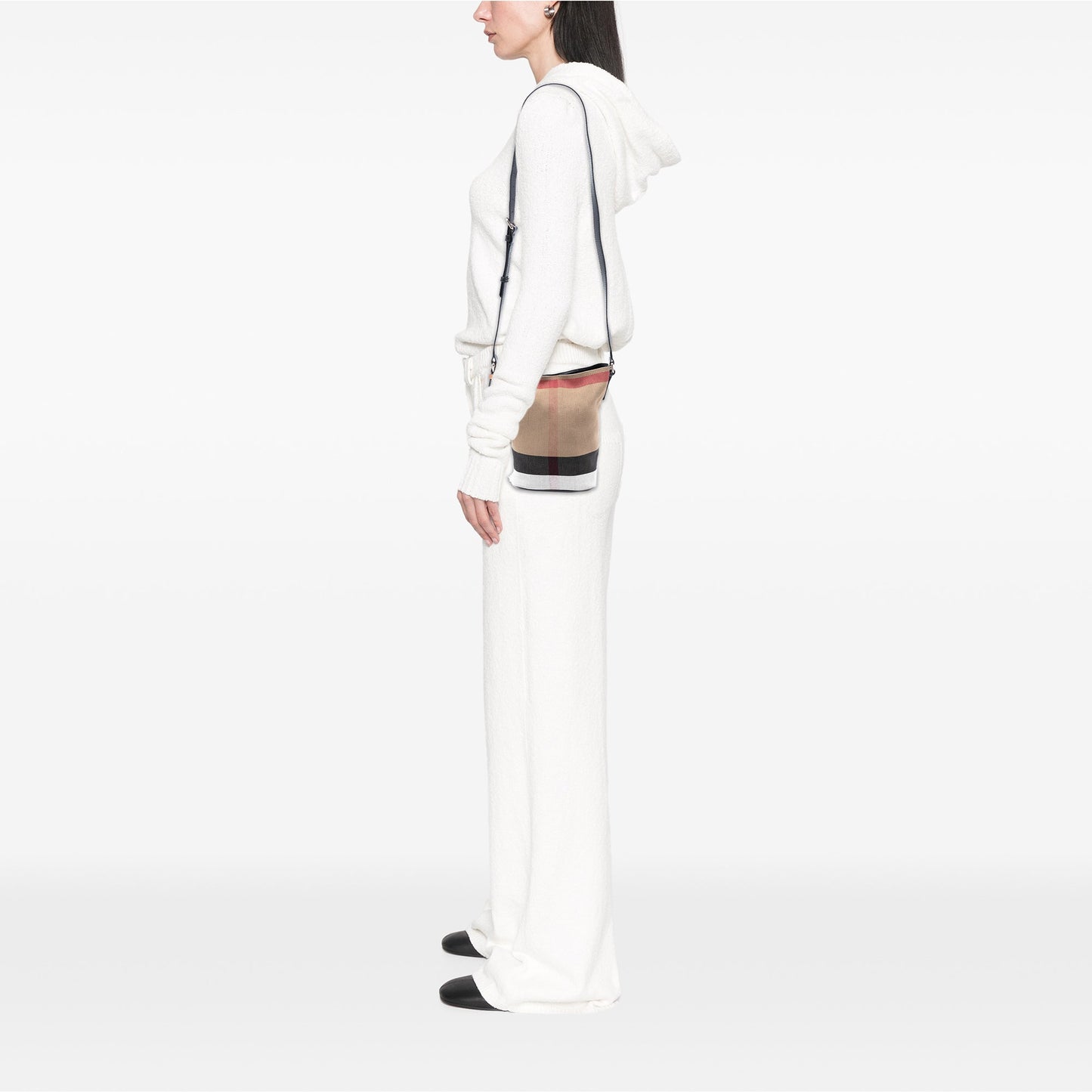 Burberry Mini Mega Check Canvas Ashby Tassel Bucket Bag