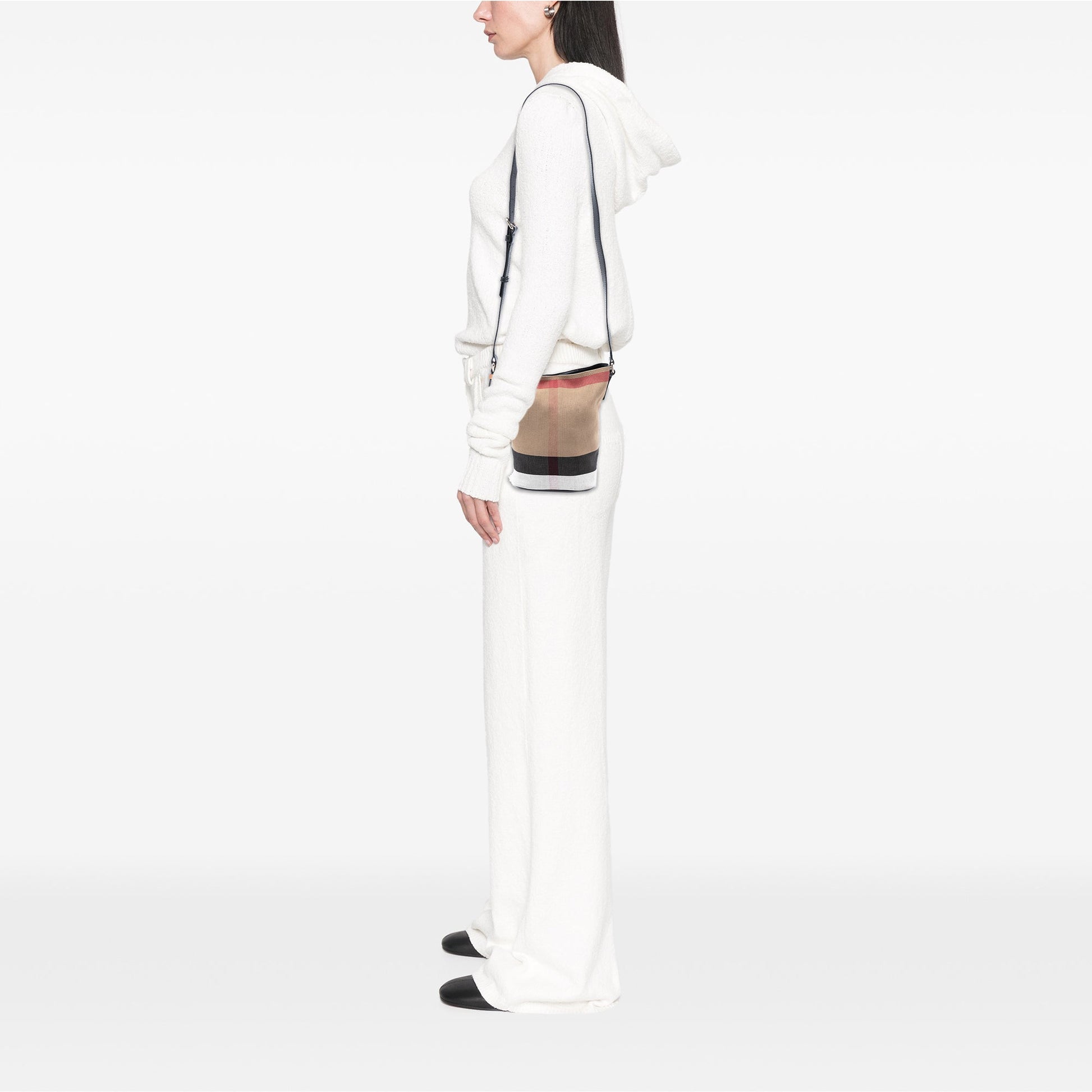 Burberry Mini Mega Check Canvas Ashby Tassel Bucket Bag