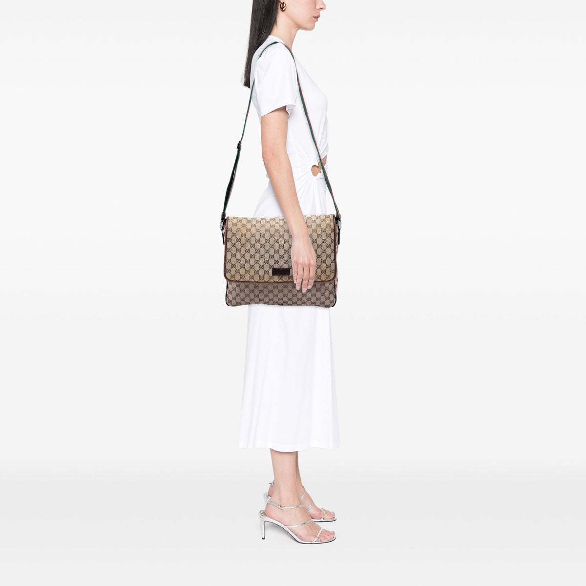 Gucci GG Canvas Web Flap Messenger Bag