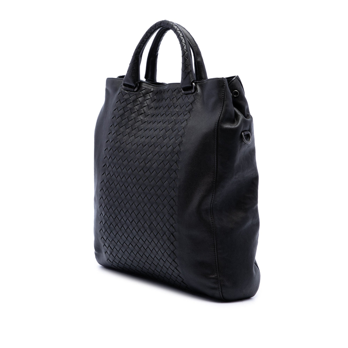 Bottega Veneta Intrecciato Trimmed Nappa Tote — Black