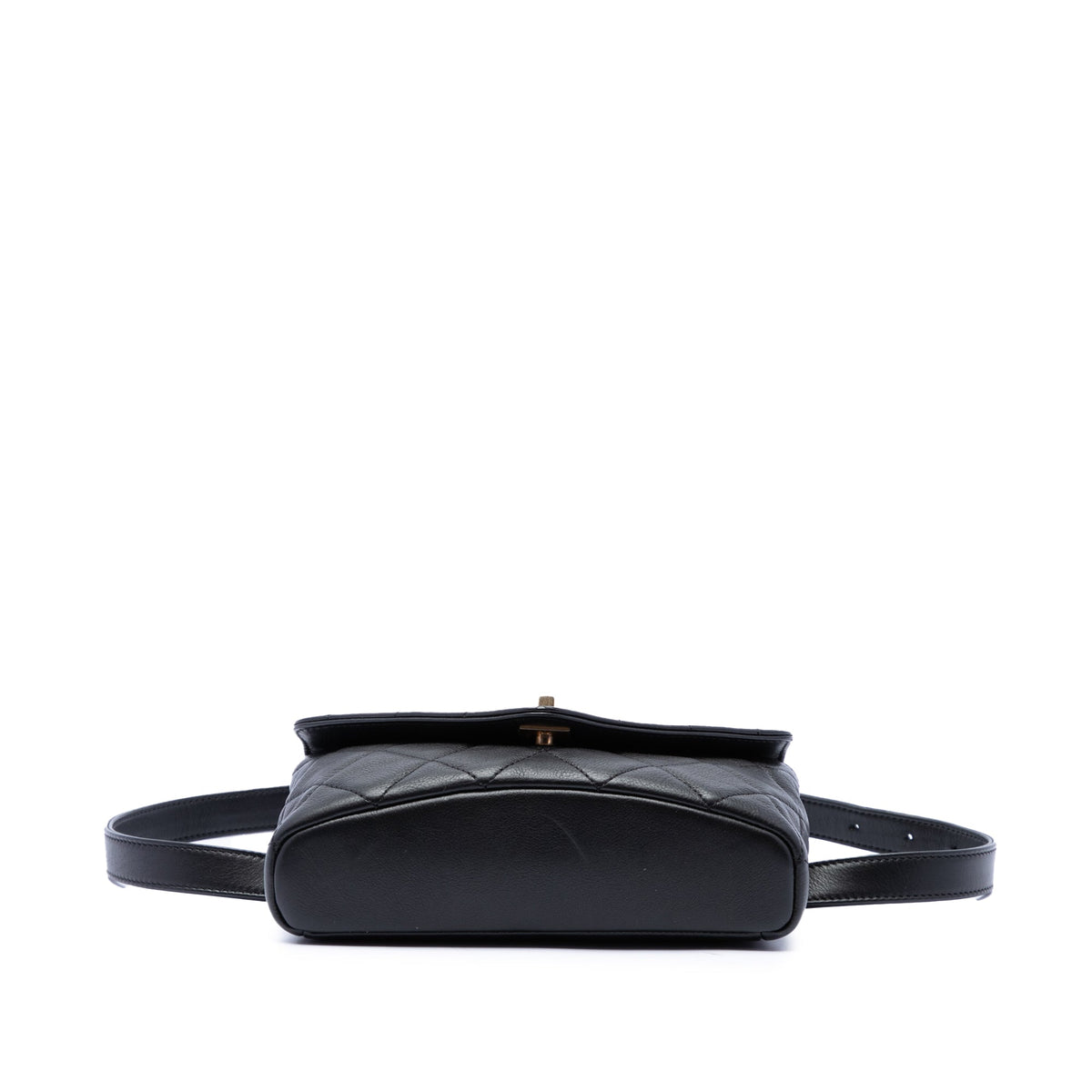 Chanel Quilted Calfskin Carry With Chic Flap Belt Bag with Chain — Black