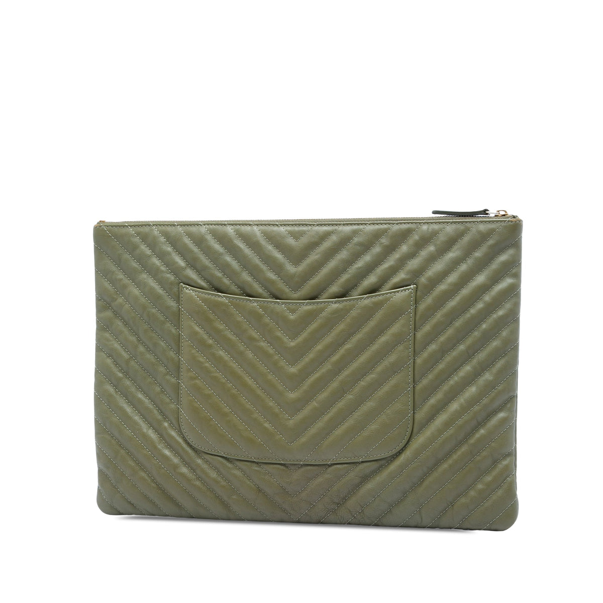 Chanel Large CC Chevron Calfskin O Case Clutch
