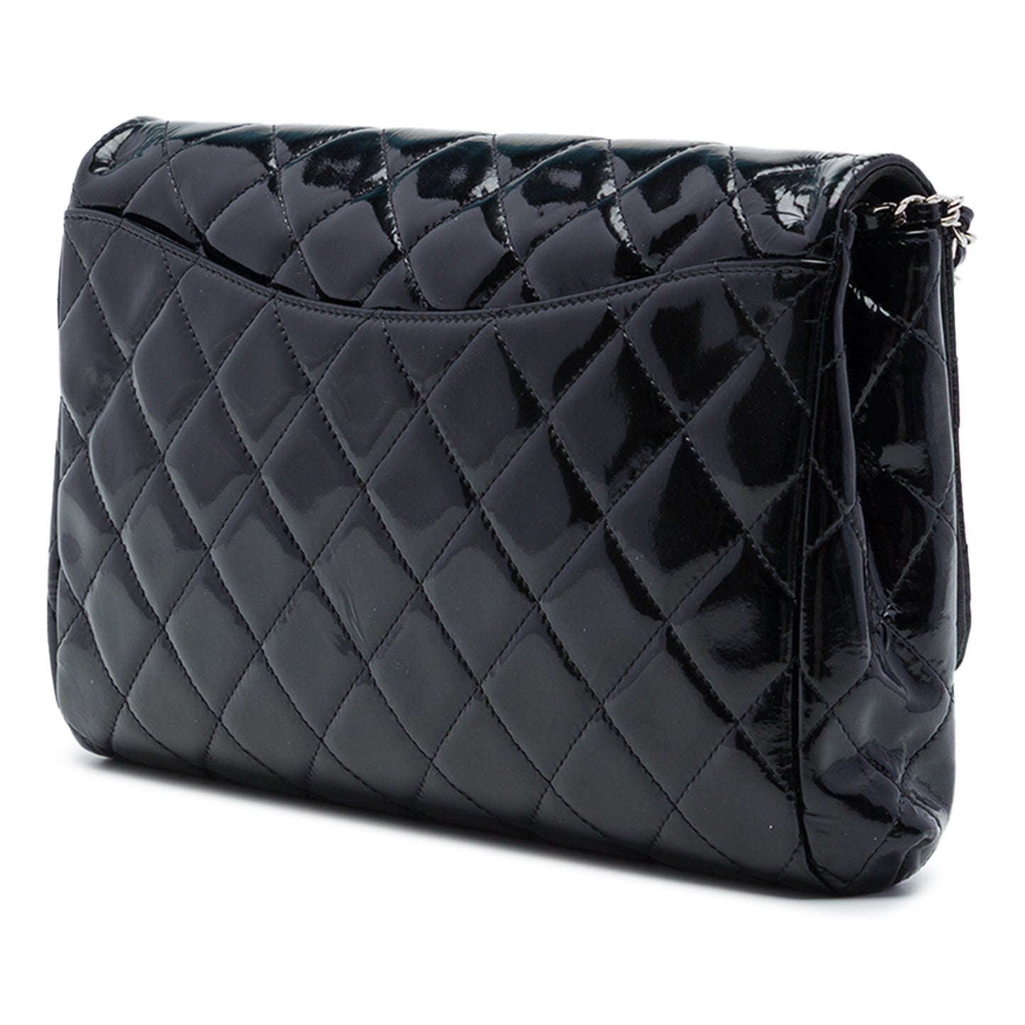 Chanel CC Quilted Patent Flap Clutch with Chain