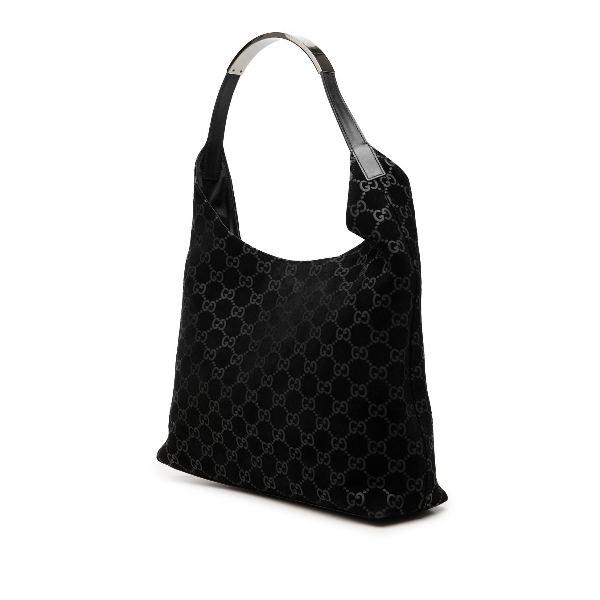 Gucci GG Suede Metal Handle Shoulder Bag