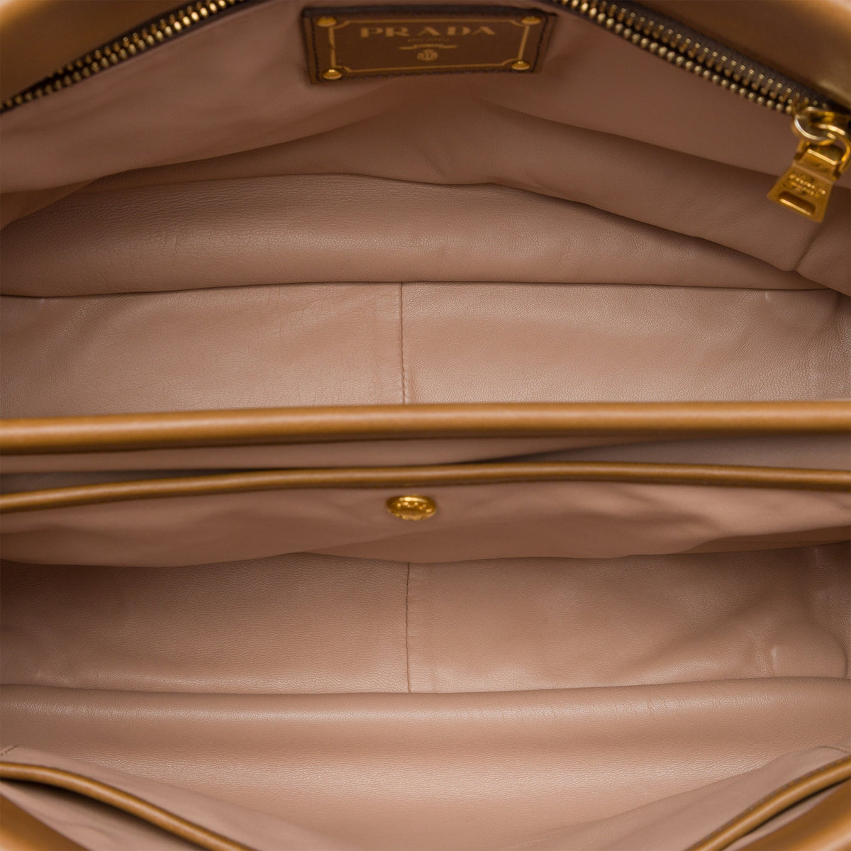 Prada City Calf Frame Top Handle Tote