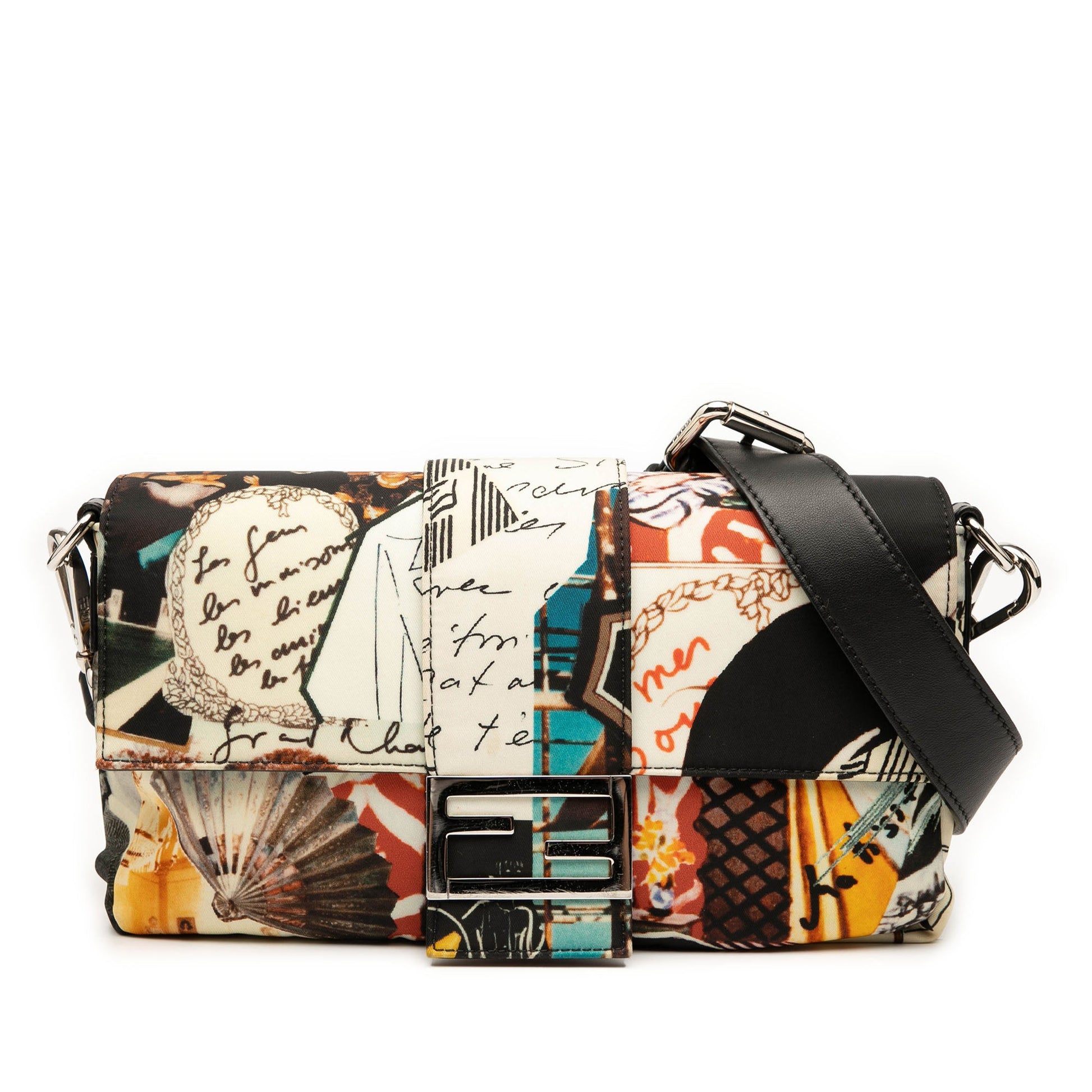 Fendi Nylon Karl Kollage Convertible Baguette Satchel