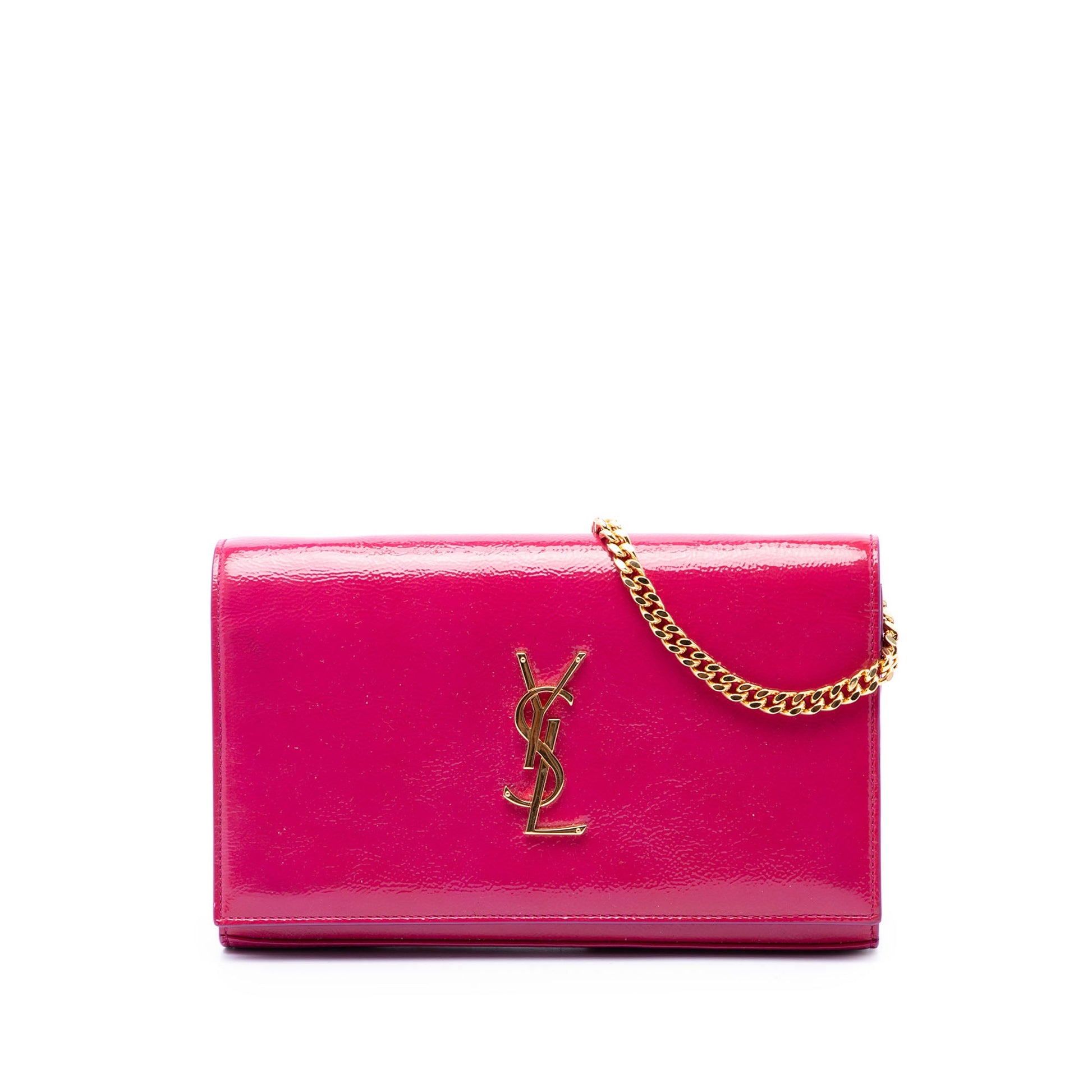 Saint Laurent Patent Monogram Kate Wallet on Chain