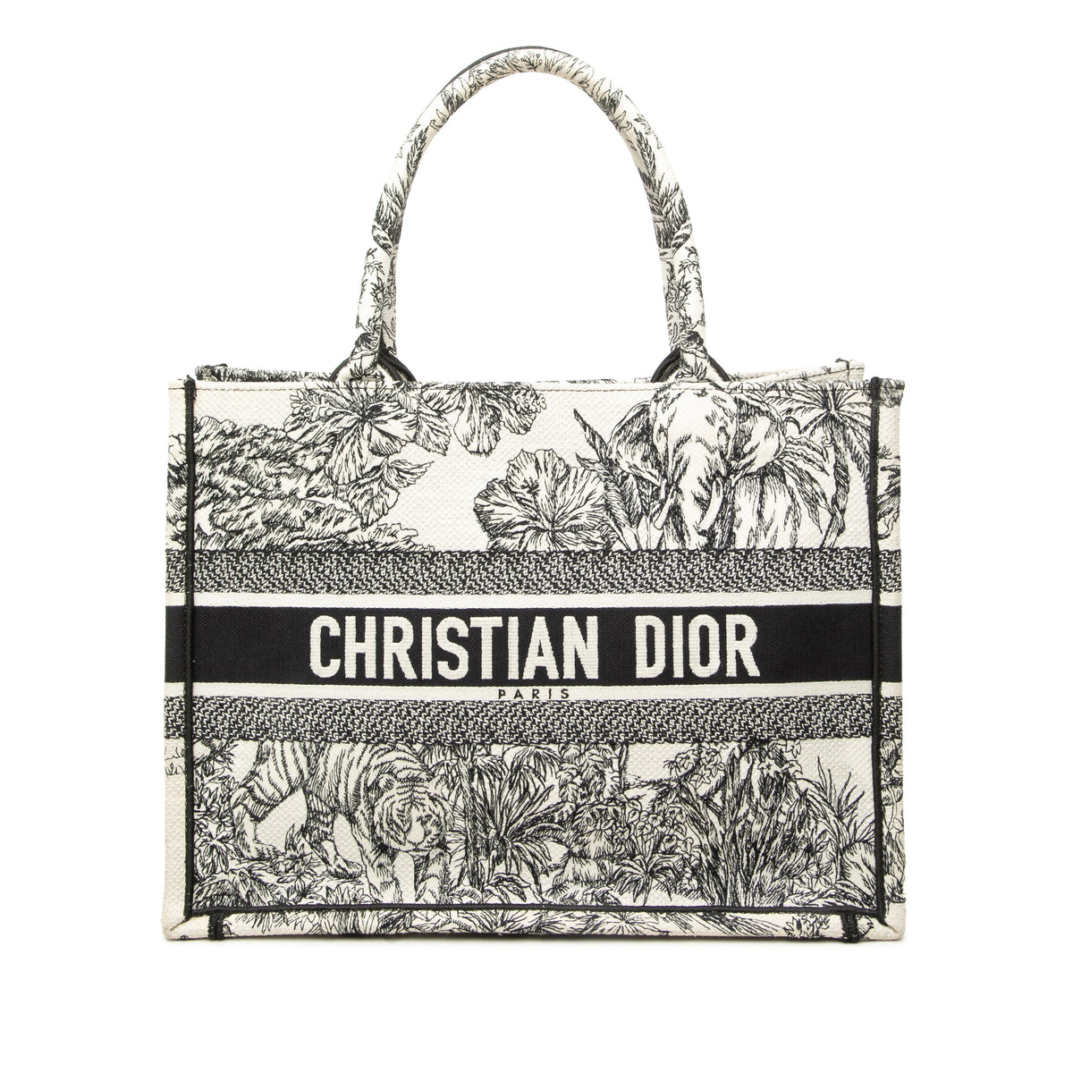 Dior Medium Embroidered Canvas Toile De Jouy Book Tote — White