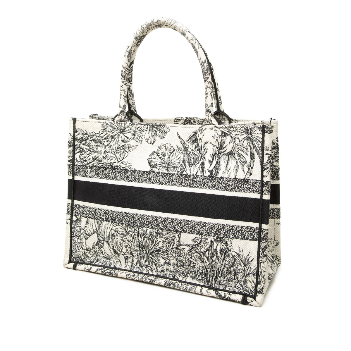 Dior Medium Embroidered Canvas Toile De Jouy Book Tote — White