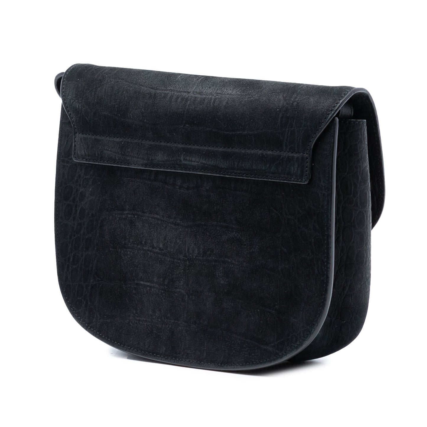 Saint Laurent Medium Croc Embossed Nubuck Monogram Kaia Crossbody