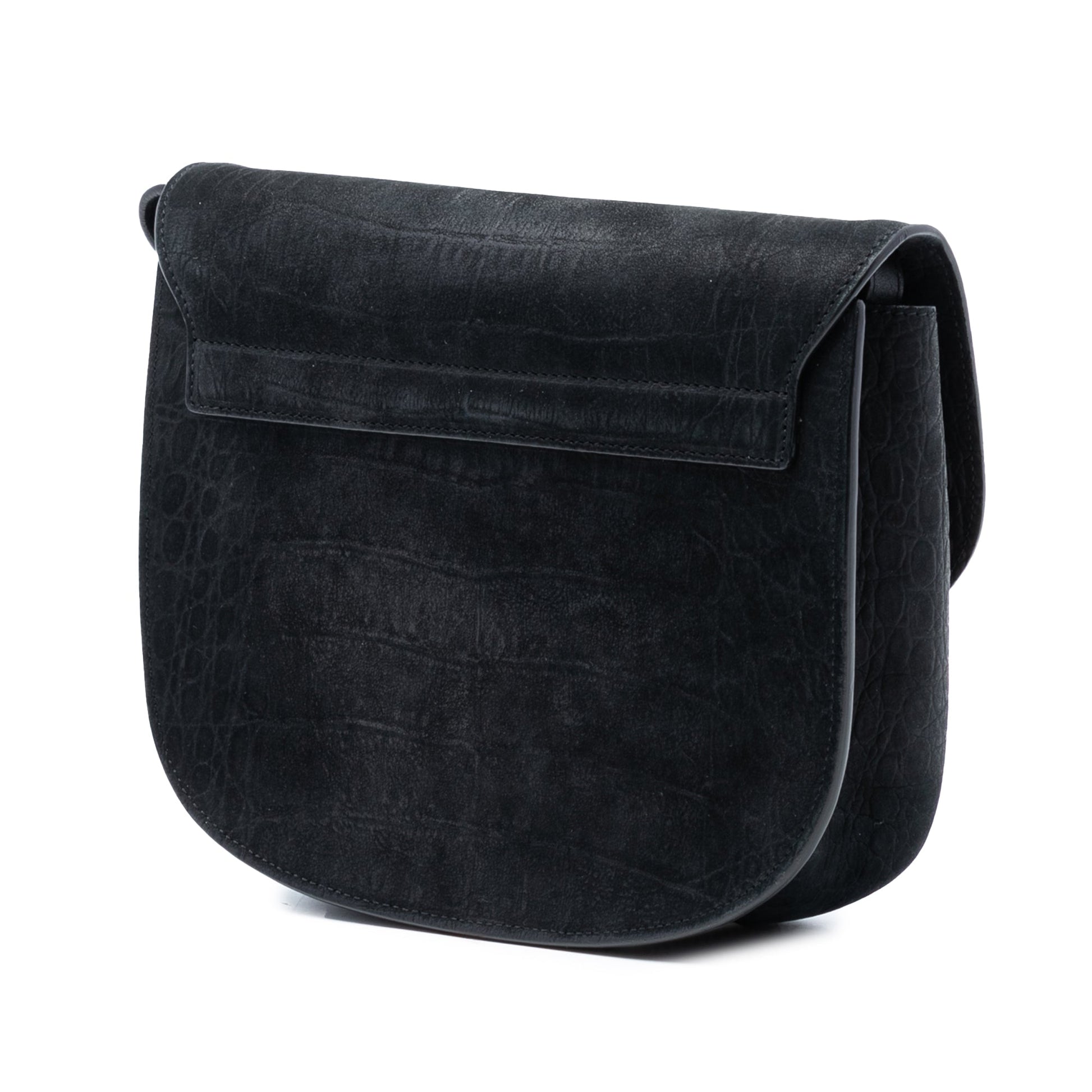 Saint Laurent Medium Croc Embossed Nubuck Monogram Kaia Crossbody
