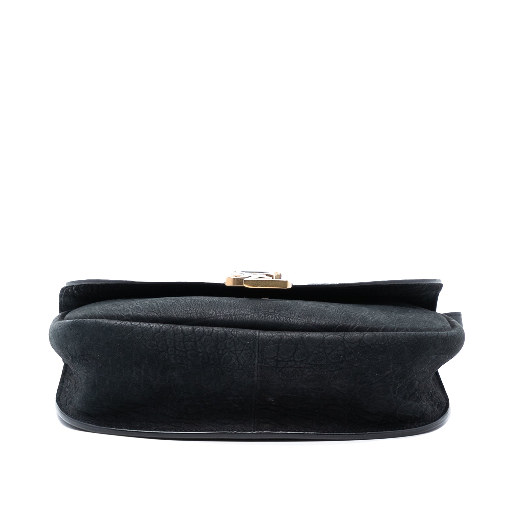 Saint Laurent Medium Croc Embossed Nubuck Monogram Kaia Crossbody