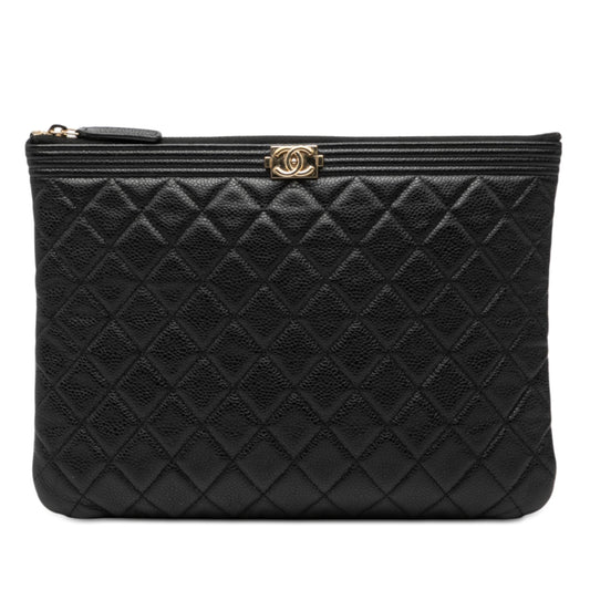 Chanel Medium Quilted Caviar Boy O Case Clutch