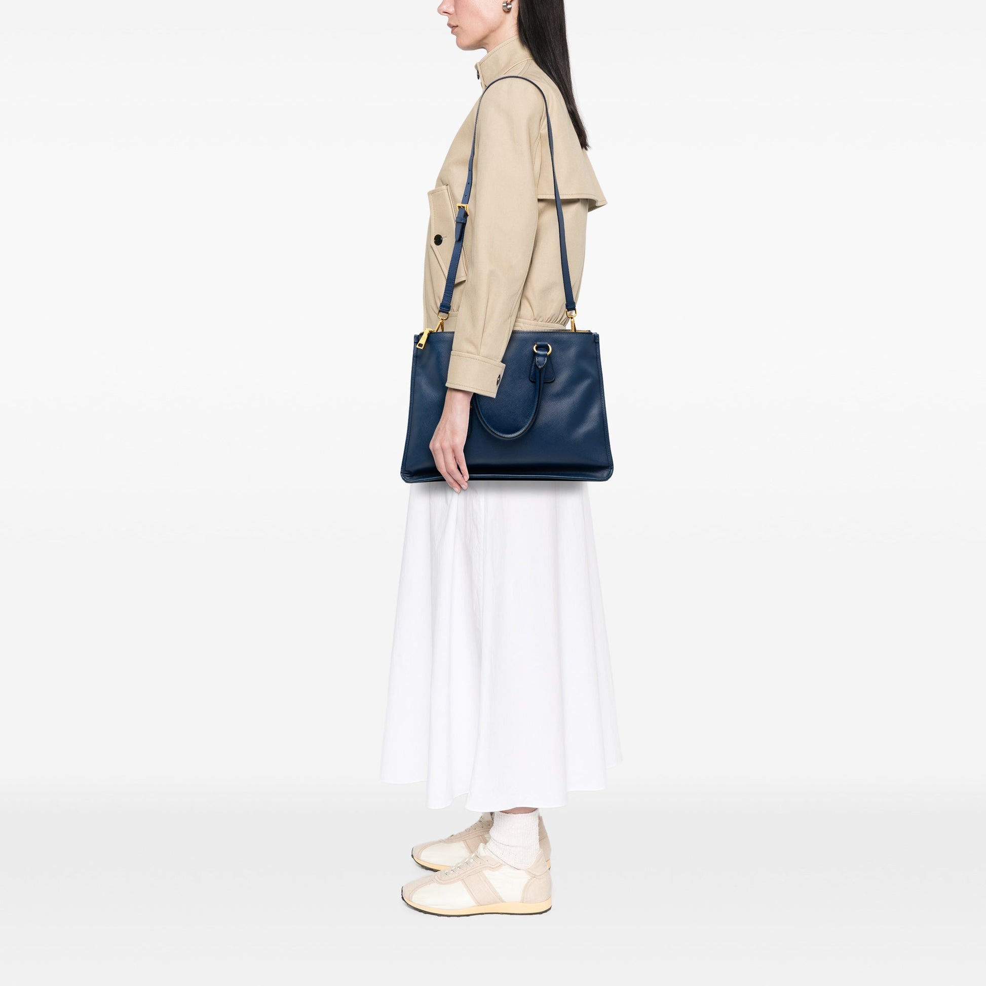 Prada Saffiano Double Zip Open Convertible Tote