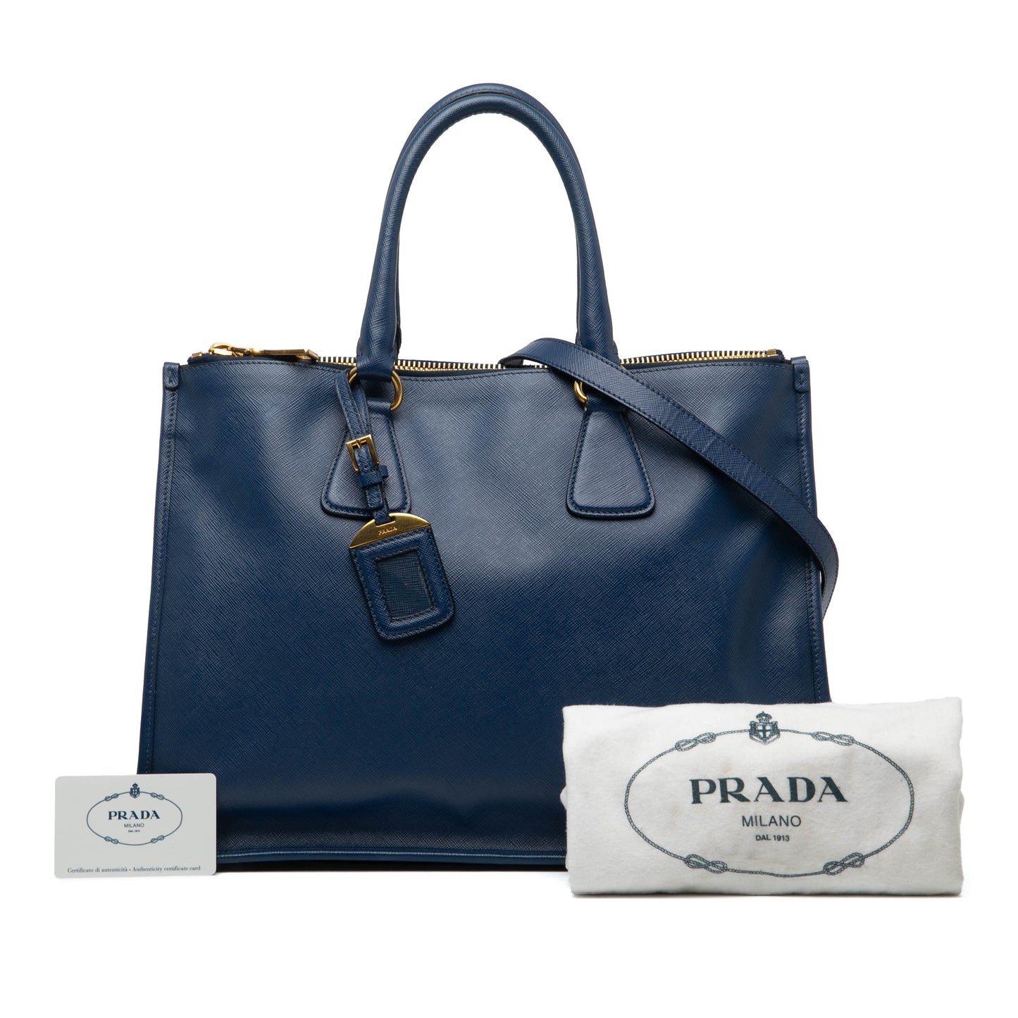 Prada Saffiano Double Zip Open Convertible Tote