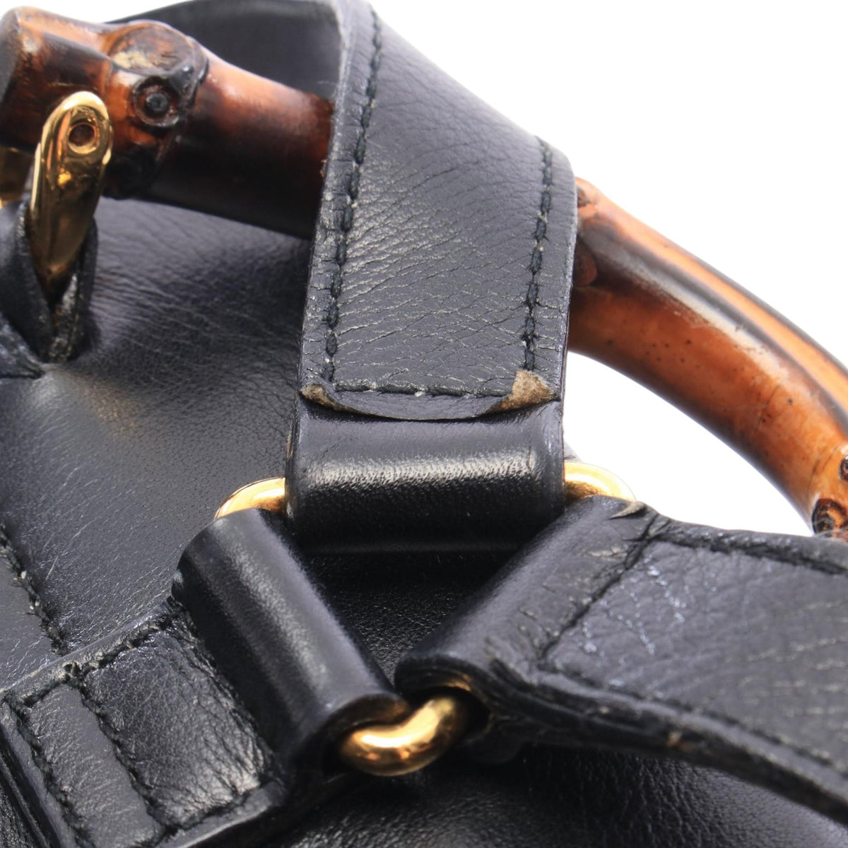 Gucci Calfskin Bamboo Drawstring Backpack — Black