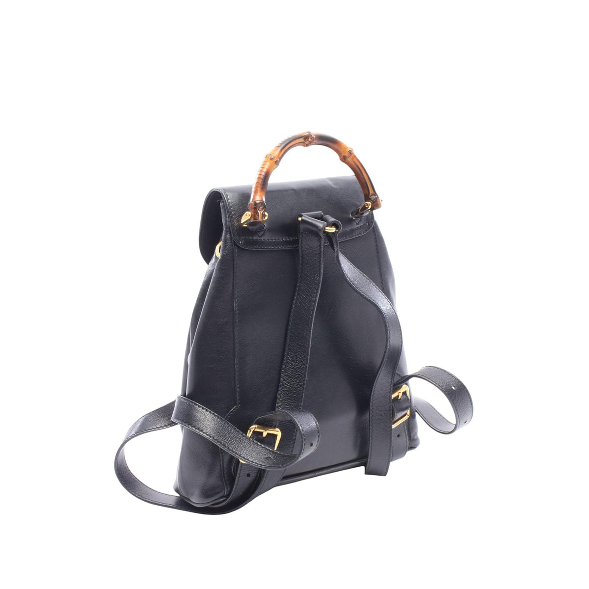 Gucci Calfskin Bamboo Drawstring Backpack — Black