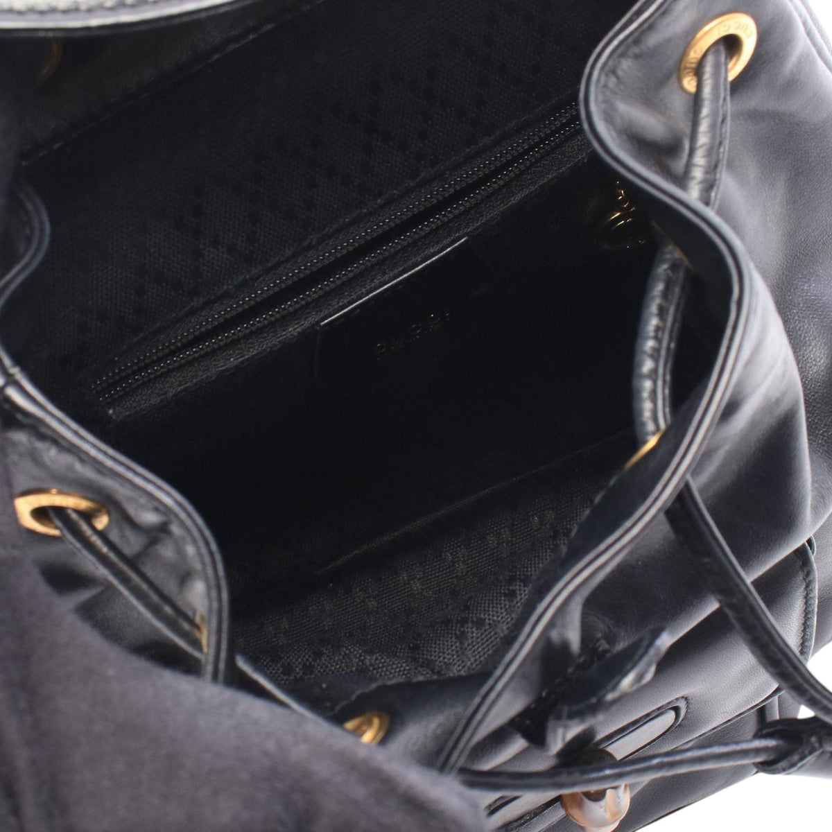 Gucci Calfskin Bamboo Drawstring Backpack — Black